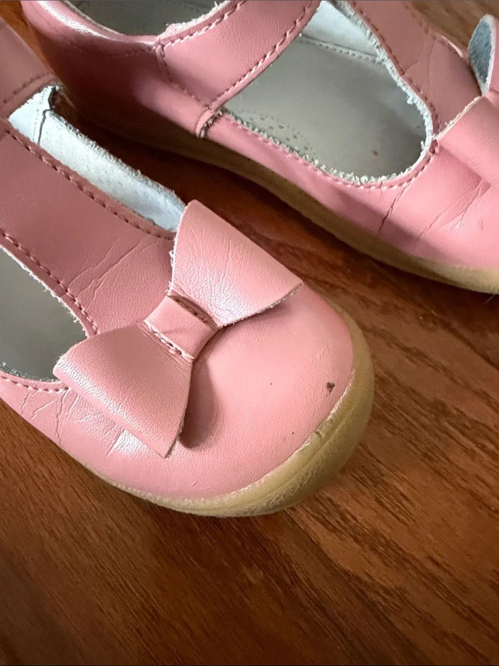 L’amour Girls Pink T-Strap Bow Mary Jane Shoes